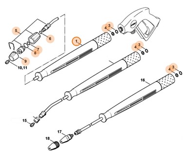 Lanca natryskowa 1,07 m, ugięta, Stihl 49255000917