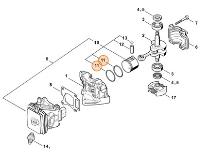 Pierścień tłokowy Ø 33x1,2 mm, Stihl 42420343001
