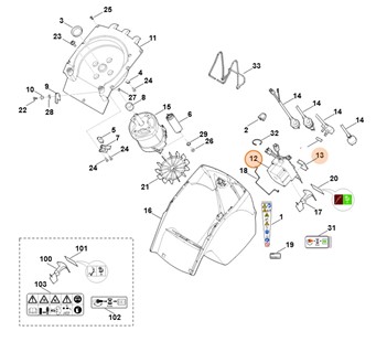 Włącznik kompl., Stihl 60114300512