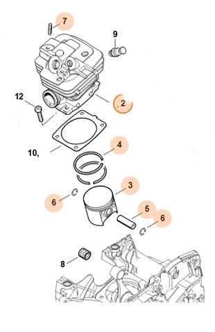 Cylinder z tłokiem Ø 47 mm, Stihl 11350201202