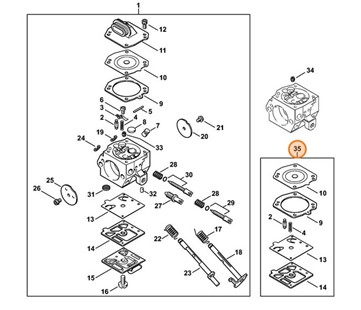 Zestaw podzespołów gaźnika, Stihl 11270071062
