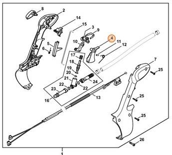 Dźwignia sterowania główną przepustnicą, Stihl 42441821000