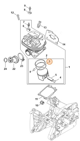Pierścień tłokowy Ø 56x1,2 mm, Stihl 11440343002