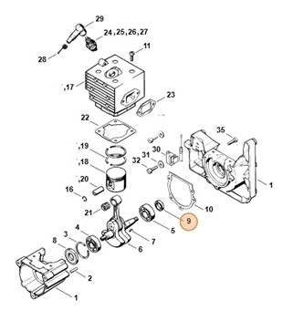 Pierścień uszczelniający wał 13x22x5, Stihl 96400031340