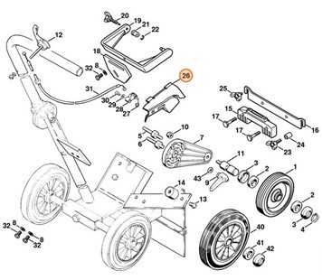 Mocowanie cięgna sterowania główną przepustnicą, Stihl 42231824000