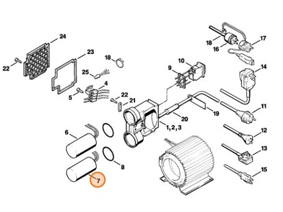 Kondensator 100 - 120 V, Stihl 47036051010