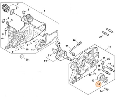 Pierścień uszczelniający wał 17x32,9x3,6, Stihl 96400031851