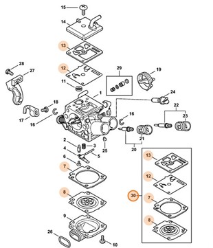 Zestaw podzespołów gaźnika, Stihl 11420071700