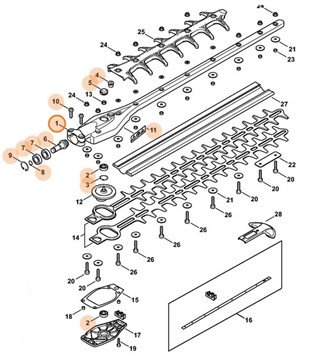 Obudowa przekładni (0°, 500 mm), Stihl 42436400509