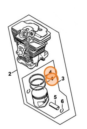 Pierścień tłokowy Ø 49x1,2 mm, Stihl 11400343001