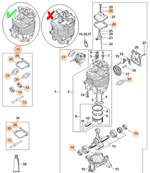 Zestaw uszczelek, Stihl 42820071600