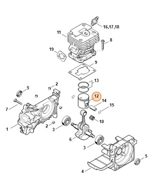 Tłok Ø 35 mm, Stihl 41340302023