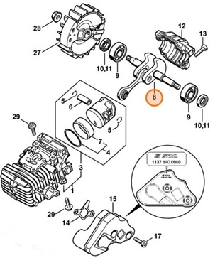 Wał korbowy, Stihl 11370300402