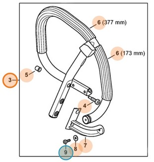 Okrągły uchwyt obwiedniowy z okładziną, Stihl 11427903701