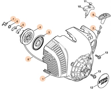 Obudowa wentylatora z urządzeniem rozruchowym, Stihl 42410802106