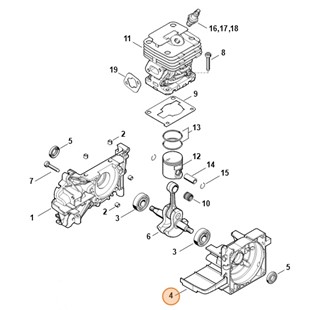 Połówka skrzyni korbowej, strona wentylatora, Stihl 41340202905