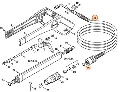 Wąż wysokociśnieniowy DN 6, 7 m, w oplocie stalowym, Stihl 49155000806