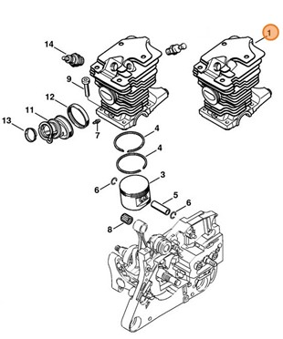 Cylinder z tłokiem Ø 46 mm, Stihl 11330201202