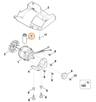 Kondensator 30µF, Stihl 00006051020