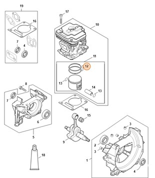 Pierścień tłokowy Ø 40x1,2 mm, Stihl 41470343003