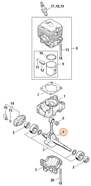 Wał korbowy, Stihl 41440300401