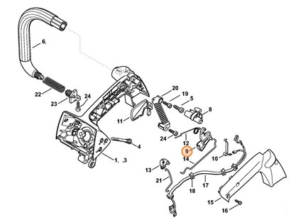 Dźwignia sterowania główną przepustnicą, Stihl 11371801500