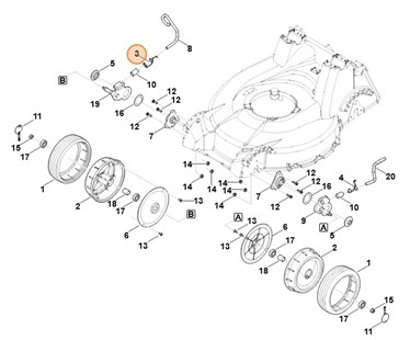 Sprężyna kątowa, str. lewa, Stihl 63787034900