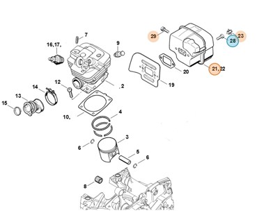 Tłumik wydechu spalin, Stihl 11351400654