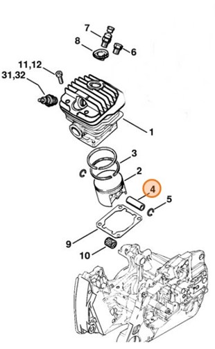 Sworzeń tłokowy 12x8x35, Stihl 11280341501