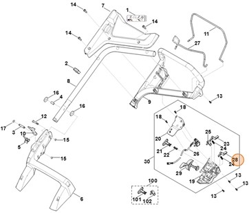 Dźwignia przełączająca (mocowanie napędu kół), Stihl 63384352405