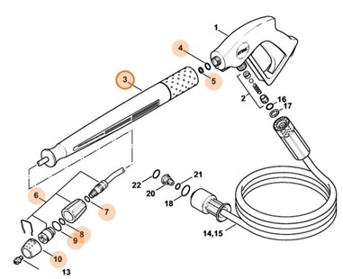 Lanca natryskowa 840 mm, ugięta, Stihl 49255000945