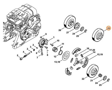 Koło napędu łańcucha 3/8" 8Z, Stihl 11286402005