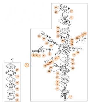 Gaźnik C1Q-S110E, Stihl 41801200604