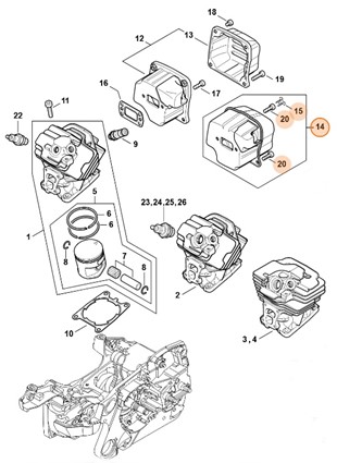 Tłumik wydechu spalin, Stihl 11401400655
