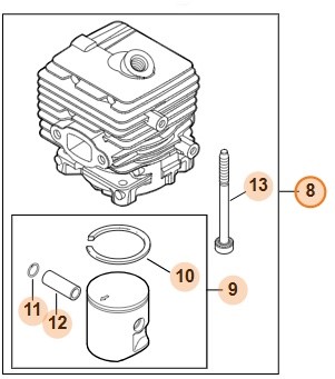 Cylinder z tłokiem Ø 34 mm, Stihl 42410201204