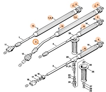 Lanca natryskowa 1 m, ugięta, Stihl 49255000911