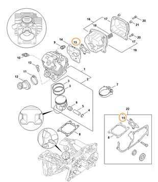 Uszczelka tłumika wydechu spalin, Stihl 11421490600