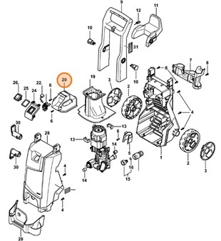 Obudowa przełącznika, Część górna, Stihl 49514321000