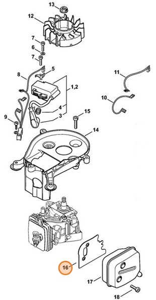 Uszczelka tłumika wydechu spalin, Stihl 42421490600