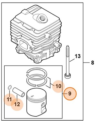 Tłok Ø 34 mm, Stihl 42410302007