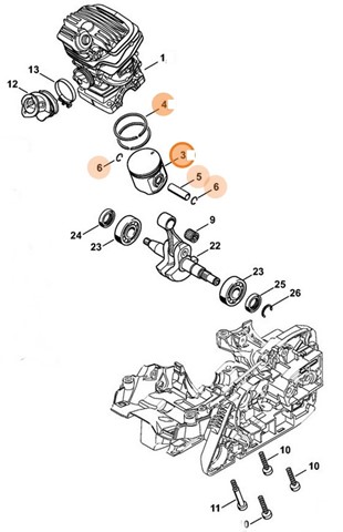  Tłok Ø 44,7 mm, Stihl 11410302003